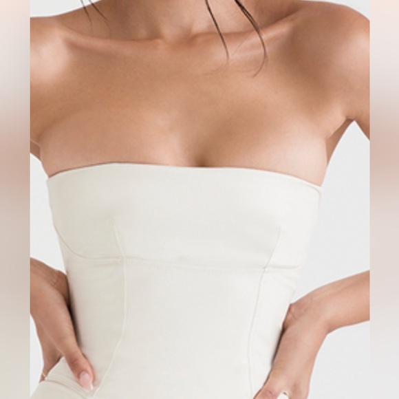 HOUSE OF CB Camilla Strapless Faux Vegan Leather Body-Con Dress $269 Ivory Small - Picture 5 of 16
